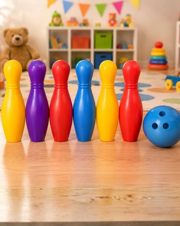 Hediye Renkli Çocuk Bowling Oyunu 6 Kukalı Eğitici Eğlence Seti