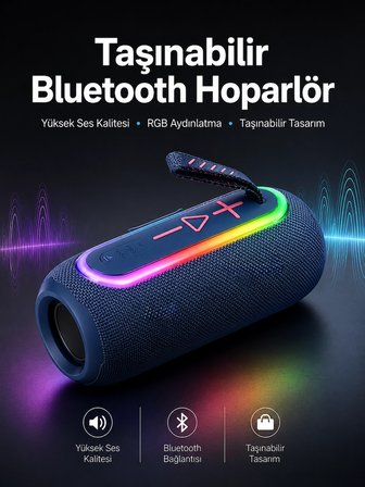 Hediye Kablosuz Bluetooth Hoparlör Uzun Pil Ömrü Taşınabilir