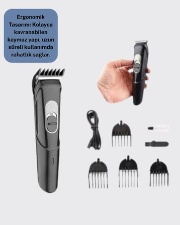 Hediye Ergonomik Tasarımlı, 3 Taraklı Profesyonel Şarjlı Saç Sakal Tıraş Makinesi