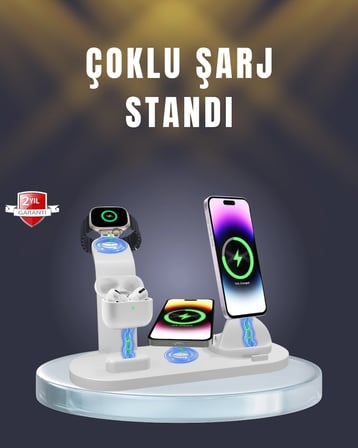 Hediye İphone, Airpods Ve Akıllı Saat Uyumlu Çoklu Şarj Cihazı