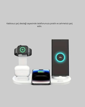Hediye İphone, Airpods Ve Akıllı Saat Uyumlu Çoklu Şarj Cihazı