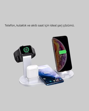 Hediye İphone, Airpods Ve Akıllı Saat Uyumlu Çoklu Şarj Cihazı