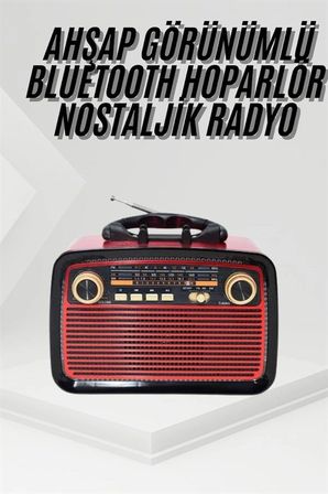 Hediye Nostalji Radyo Bluetooth Hoparlör Usb-sd Kart Giriş Led Fener Işıklı Bataryalı Pilli