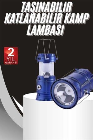Hediye Kamp Lambası Solar Şarjlı Kızaklı Kamp Feneri Led Lamba Işıldak