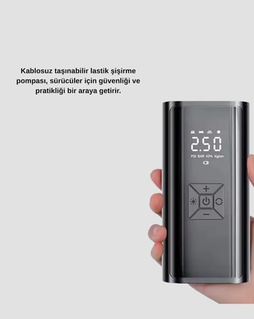 Hediye Dijital Ekranlı Kablosuz Hava Pompası Led Işıklı 12v 80w