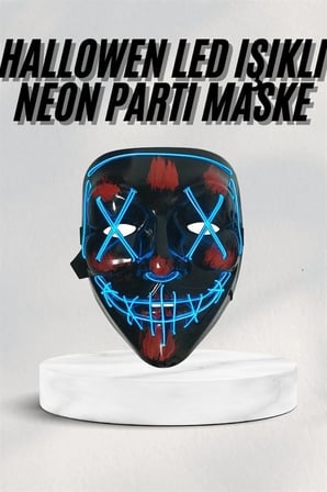 Hediye Led Işıklı Neon Maske Cadılar Bayramı Maskesi Korkunç Korku Maskesi