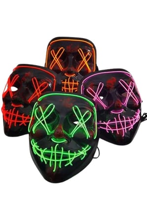 Hediye Led Işıklı Neon Maske Cadılar Bayramı Maskesi Korkunç Korku Maskesi