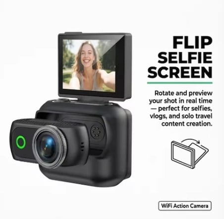 Hediye 1080p Dijital Video Kamera (32gb) Kart Dijital Vlog Fotoğraf Makinesi  Türkçe  Siyah