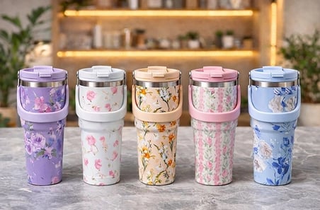 Hediye 900 Ml Taşıma Kulplu Paslanmaz Çelik Termos Mug - Vakumlu Isı Yalıtımlı Bardak Alk4630