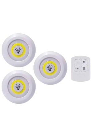 Hediye Led Lamba 3'lü Uzaktan Kumandalı Yapışkanlı