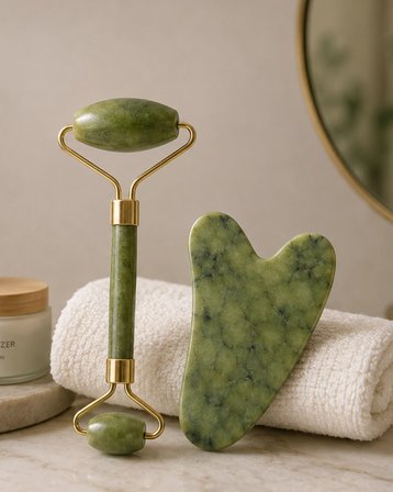Hediye Jade Roller Ve Gua Sha Taşı Yüz Bakım Masaj Seti