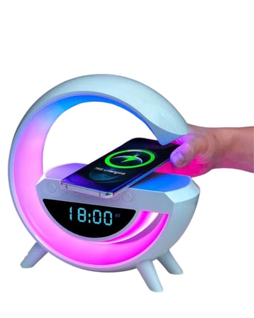 Hediye Rgb Gece Lambalı Kablosuz Şarj Cihazlı Bluetooth Hoparlör Dijital Saat