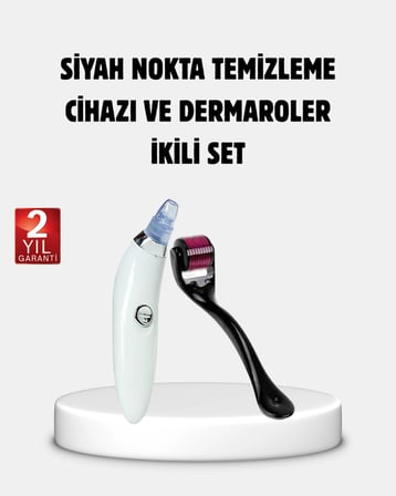 Hediye Evde Profesyonel Cilt Bakımı Dermaroller + Siyah Nokta Temizleyici Setı