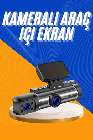 Hediye Araç Kamerası Black Box Çift Kameralı Ekranlı Full Hd Sürüş Kamerası