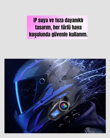 Hediye Ip65 Suya Dayanıklı Kask Bluetooth Kulaklık Lcd Ekranlı