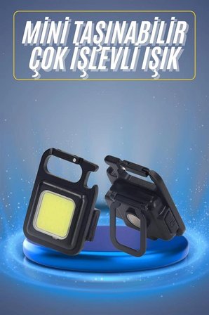 Hediye Kamp Çadır Lambası Şarjlı El Feneri Işıldak Anahtarlık Mini Mıknatıslı