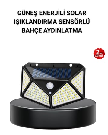 Hediye Solar Bahçe Lambası 100 Led Hareket Sensörlü Güneş Enerjili Aydınlatma
