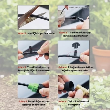 Hediye 10 Metre Kendin Yap Açık Alan Serinletme Sistemi - Nozzle Başlıklı Bahçe Ve Teras Nemlendirme Seti