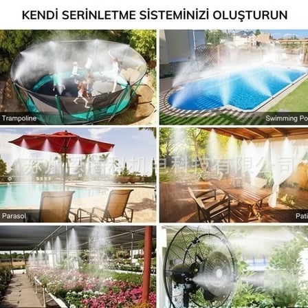 Hediye 10 Metre Kendin Yap Açık Alan Serinletme Sistemi - Nozzle Başlıklı Bahçe Ve Teras Nemlendirme Seti