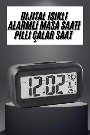Hediye Gece Dijital Masa Saati Dijital Alarmlı Led Ekran Pilli Çalar Saat