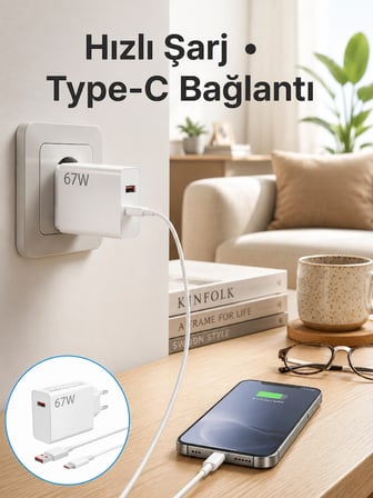 Hediye 67 Watt Hızlı Şarj Aleti Poco F2 F3 F4 Uyumlu Yeni Nesil