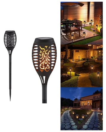 Hediye Dekoratif Solar Bahçe Meşalesi Alev Efektli Led Otomatik Sensörlü Dış Mekan Aydınlatma