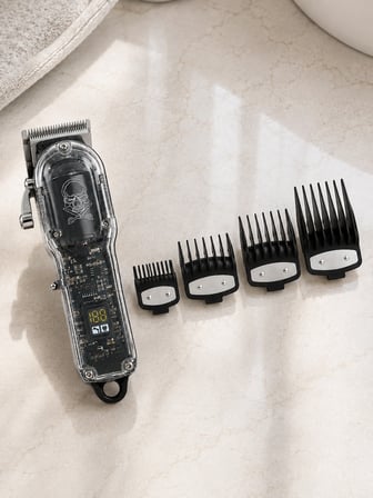 Hediye Saç Kesme Ve Tıraş Makinesi 4 Kılavuz Taraklı Ayarlanabilir Bıçaklı Lcd Ekranlı Şarj Edilebilir Profesyonel Tasarım