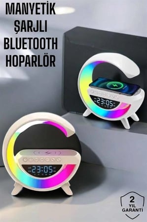 Hediye Bluetooth Hoparlör 15w Kablosuz Hızlı Şarj Led Gece Lambası