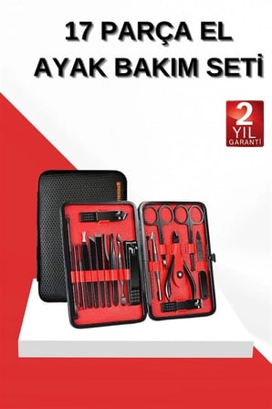 Hediye 17 Parça Manikür Seti El Ve Ayak Bakımı Törpü Cımbız Tırnak Temizleme