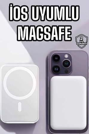 Hediye 5000 Mah İos Uyumlu Magsafe Kablosuz Şarj Hızlı Şarj Desteği