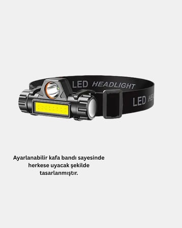Hediye Profesyonel Şarjlı Led Kafa Lambası – Uzun Mesafe + Ortam Aydınlatması