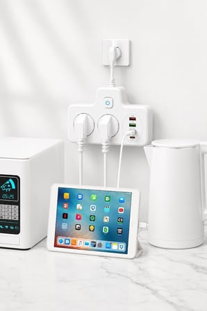 Hediye Bkl-502 Akım Korumalı 2li Priz 2 Usb Ve 2 Type-c Çıkış 4000w Hızlı Şarj Duvar Tipi Dokunmatik Led Aydınlatmalı