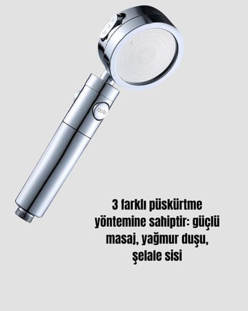Hediye Kolay Montajlı 3 Modlu Yüksek Basınç Duş Başlığı