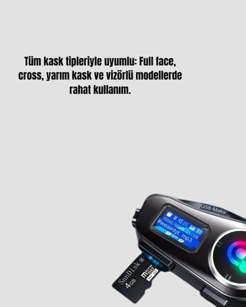 Hediye Lcd Ekranlı Bluetooth Kask Kulaklığı Fm Radyo Ve Sd Kart Girişli
