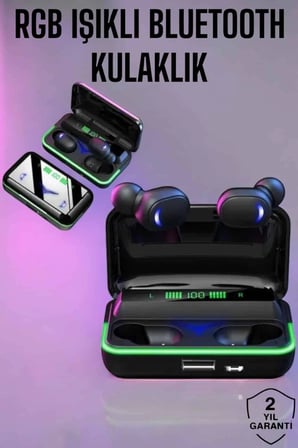 Hediye Powerbank Özellikli Kablosuz Bluetooth Kulaklık Rgb Işıklı