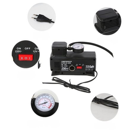 Hediye 220 Volt-12 Volt 250 Psi Psi Kompresör Lastik Hava Şişirme Oto Pompası Fişli Çakmaklıklı