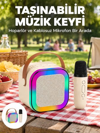 Hediye Kablosuz Karaoke Mikrofon Hoparlör Seti Güçlü Ses Çıkışı Yeni Nesil