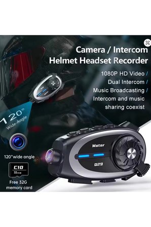 Hediye Q29 Motosiklet Kask Bluetooth Kulaklık Eşleşmeli 1080p Kamera Geniş Açı Su Geçirmez Intercom