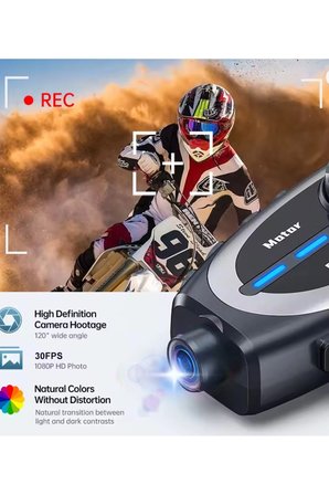 Hediye Q29 Motosiklet Kask Bluetooth Kulaklık Eşleşmeli 1080p Kamera Geniş Açı Su Geçirmez Intercom
