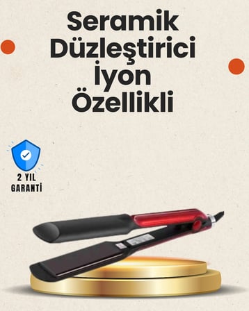 Hediye Elektriklenmeyi Azaltan İyonlu Saç Düzleştirici – Titanyum Plaka Ve Şık Tasarım