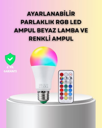 Hediye Kumanda Destekli Çok Renkli Akıllı Led Ampul