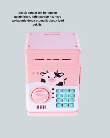 Hediye Pembe Atm Kasa Görünümlü Elektronik Şifreli Çocuk Kumbarası