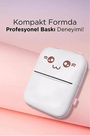 Hediye Mini Fotoğraf Yazıcı Kablosuz Etiket Yazıcı Baskı Makinesi Ios Android Uyumlu Termal Printer Pembe