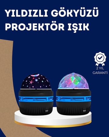 Hediye 360° Dönen Galaxy Projektörlü Gece Lambası –  Yıldızlı Gökyüzü Efekti