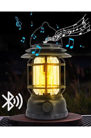 Hediye Usb Şarjlı Led Kamp Lambası - Bluetooth Müzik Çalar, El Feneri Ve Cep Telefonu Şarj Cihazı