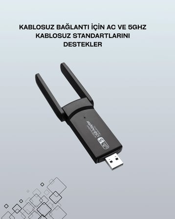 Hediye Yüksek Hızlı 1200 Mbps Çift Bant Usb Wifi Adaptör – Güçlü Sinyal, Geniş Uyumluluk