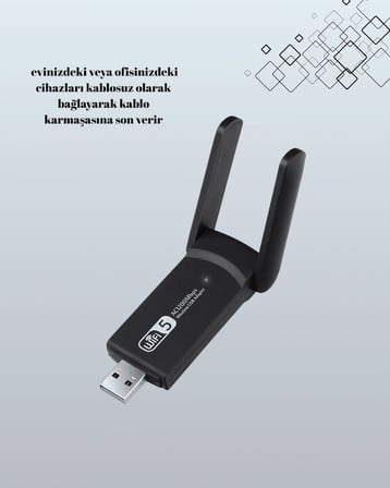 Hediye Yüksek Hızlı 1200 Mbps Çift Bant Usb Wifi Adaptör – Güçlü Sinyal, Geniş Uyumluluk