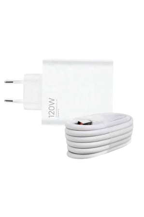 Hediye 120 Watt Turbo Hızlı Şarj Aleti Seti Hızlı Şarj Adaptörü Beyaz