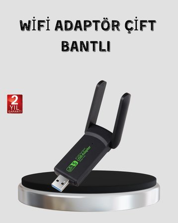 Hediye 1200 Mbps Dual Band Wifi Adaptör – 5.8g & 2.4g Çift Antenli
