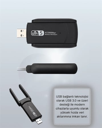 Hediye Tak-çalıştır Özellikli Çift Bant Wifi Adaptör – 1200 Mbps